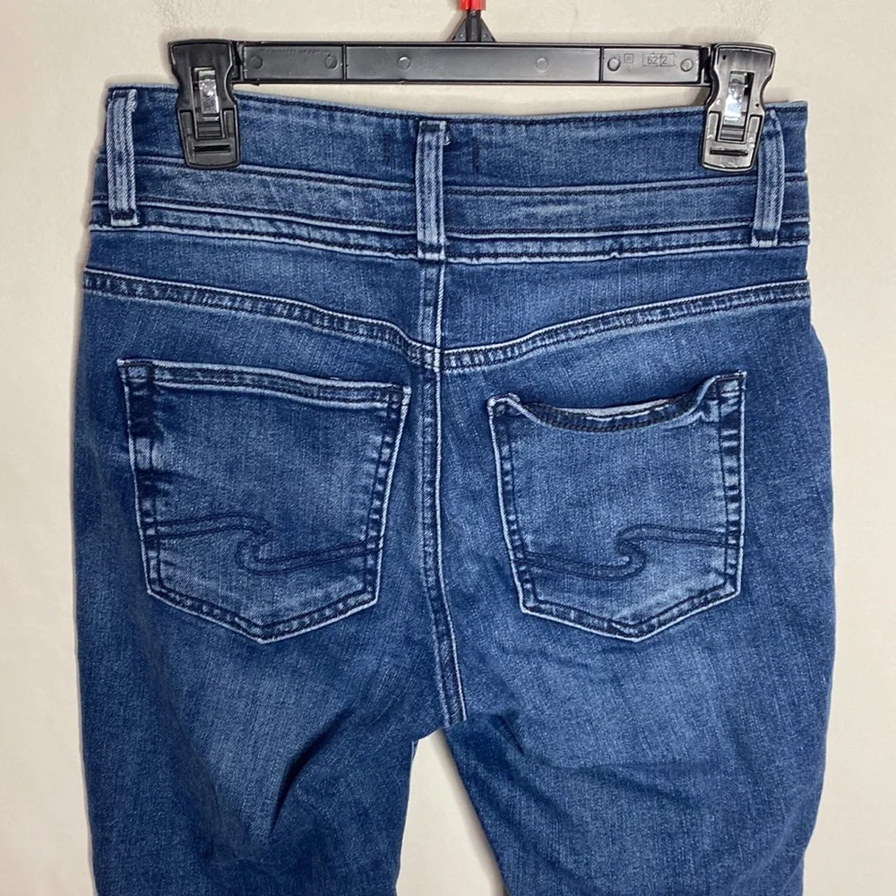 Silver Jeans Avery High Rise Double Button Skinny Jeans in indigo wash size 28